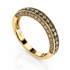 Anillo de Oro Amarillo de 14K con Diamante Chocolate