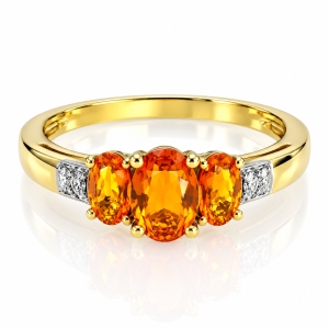 Anillo de Oro Macizo 14K con 3 Gemas de Ópalo Mexicano