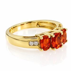 Anillo de Oro Macizo 14K con 3 Gemas de Ópalo Mexicano