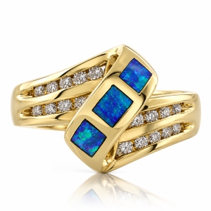 Anillo de Oro con Opalo Australiano Autentico