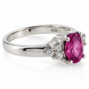 Anillo de Plata con Alejandrita Bicolor ( Morado/Rosa )