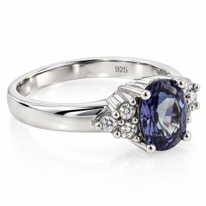 Anillo de Plata con Alejandrita Bicolor ( Morado/Rosa )