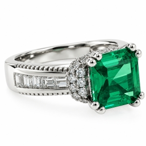 Anillo de Plata con Alejandrita en Corte Asscher
