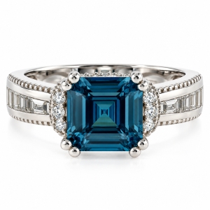 Anillo de Plata con Alejandrita en Corte Asscher