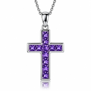 Cruz de Plata Con Zafiro