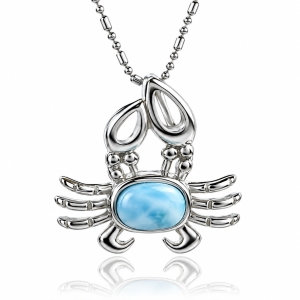 Dije de Cangrejo Larimar Genuina Con Plata de Ley