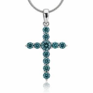 Dije de Cruz con Alejandrita Bicolor en Plata Fina .925
