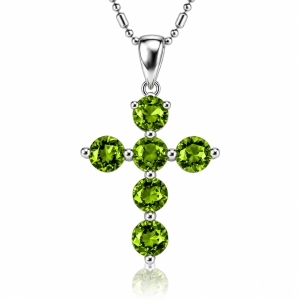 Dije de Cruz con Peridoto Plata .925 30 mm x 15 mm