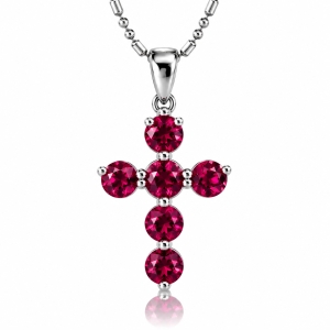 Dije de Cruz con Ruby Plata .925 30 mm x 15 mm