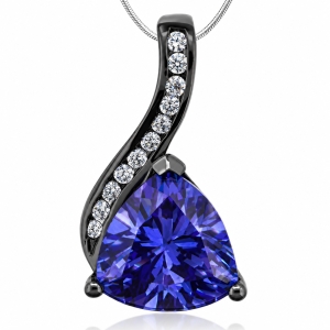 Dije de Plata Negra y Piedra de Tanzanita En corte Triangular.