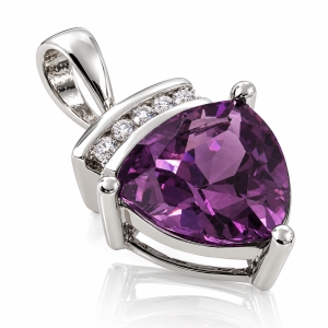 Dije de Plata de Ley con Alejandrita Bicolor ( Morado/Azul )