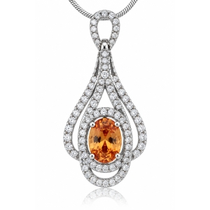 Dije de Zafiro Naranja en Plata de Ley .925