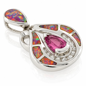 Dije de Zafiro Rosa con Ópalo Australiano en Plata .925