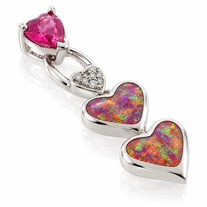 Dije de Zafiro Rosa con Ópalo Australiano en Plata Fina .925