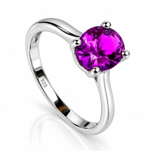 Elegante Anillo de Plata de Ley con 8 mm x 6 mm Alejandrita