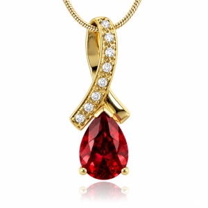 Elegante Dije con Opalo Rojo en Plata con Baño de Oro