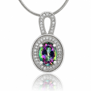 Elegante Dije con Topacio Místico en Plata .925