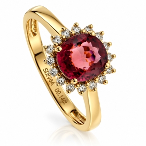 Gran anillo de oro de 18K con Piedra Rubelita