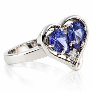 Precioso Anillo de Plata con Dos Gemas de Tanzanita