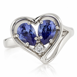 Precioso Anillo de Plata con Dos Gemas de Tanzanita
