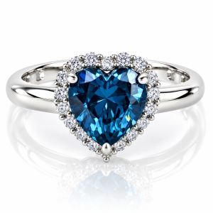 Hermoso Anillo de Corazon Plata con Alejandrita ( Azul/ Verde )