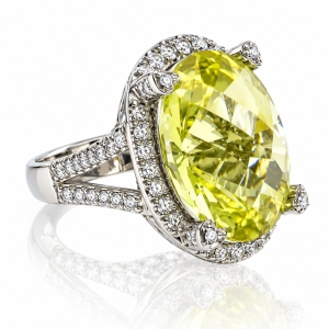 Hermoso Anillo de Oro Blanco 14K con Citrina Natural
