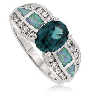 Anillo de Alejandrita con Ópalo de Corte Ovalado.