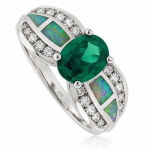 Anillo de Alejandrita con Ópalo de Corte Ovalado.
