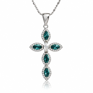 Cruz de Plata Con Alejandrita y Zirconia