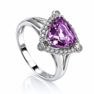 Anillo de Plata con Alejandrita Corte Triangular