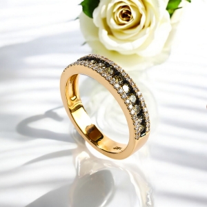 0.76 Ctw Anillo de Oro Amarillo de 14K con Diamante Chocolate