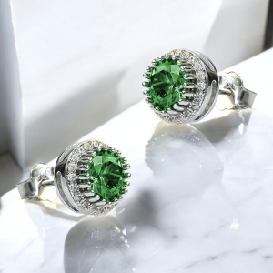 Pendientes de Plata Esterlina con Esmeralda