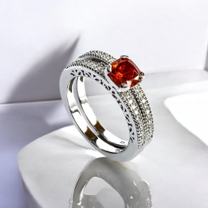 Doble Anillo de Plata Opalo de Fuego