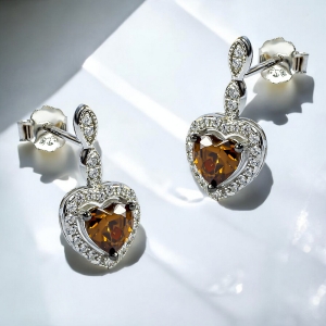 Juego de Chocolate Diamond Aretes y Dije Con Plata