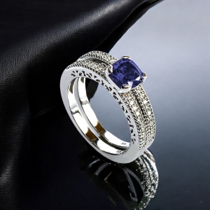 Doble Anillo de Plata Tanzanita