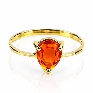 Anillo de Oro Amarillo 14K Opalo de Fuego Corte Pera