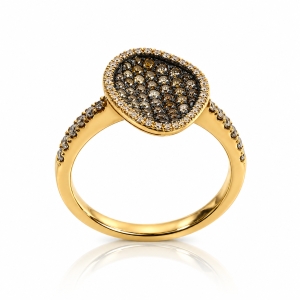 0.60 Ctw Anillo de Oro Amarillo de 14K con Diamante Chocolate