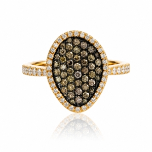 0.60 Ctw Anillo de Oro Amarillo de 14K con Diamante Chocolate