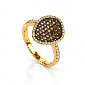 0.60 Ctw Anillo de Oro Amarillo de 14K con Diamante Chocolate