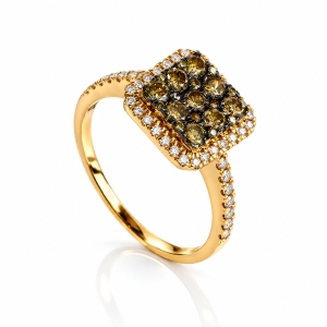 0.88 Ctw Anillo de Oro Amarillo de 14K con Diamante Chocolate