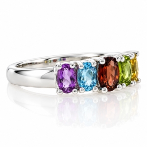 Hermoso Anillo de Plata .925 con Múltiples Gemas