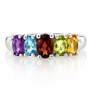 Hermoso Anillo de Plata .925 con Múltiples Gemas