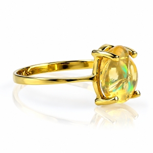Anillo de Opalo Corte Natural Mexicano 14K Oro Amarillo