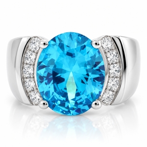 Grandioso Anillo de Plata y Topacio Azul