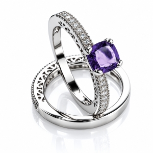 Doble Anillo de Plata Amatista