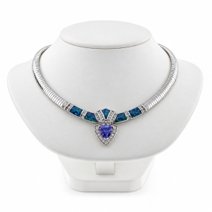 Hermoso Collar de Plata .925 con Tanzanita y Ópalo Australiano