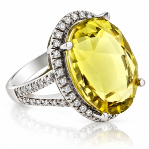 Anillo de Oro 14K con Citrina Natural