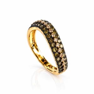 0.76 Ctw Anillo de Oro Amarillo de 14K con Diamante Chocolate