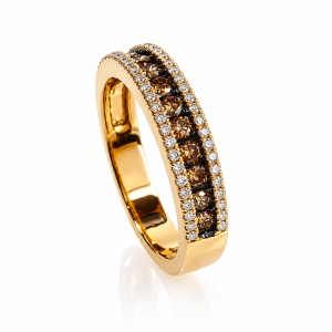 0.76 Ctw Anillo de Oro Amarillo de 14K con Diamante Chocolate