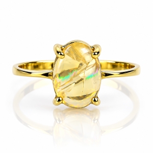 Anillo de Opalo Corte Natural Mexicano 14K Oro Amarillo